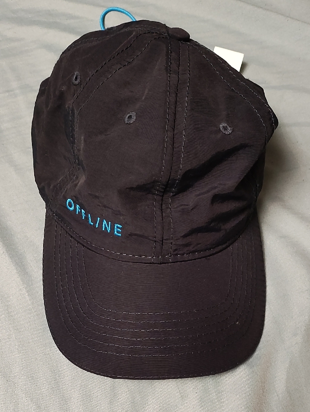 aerie Black Baseball Cap with Blue "OFFLINE" Embroidery
